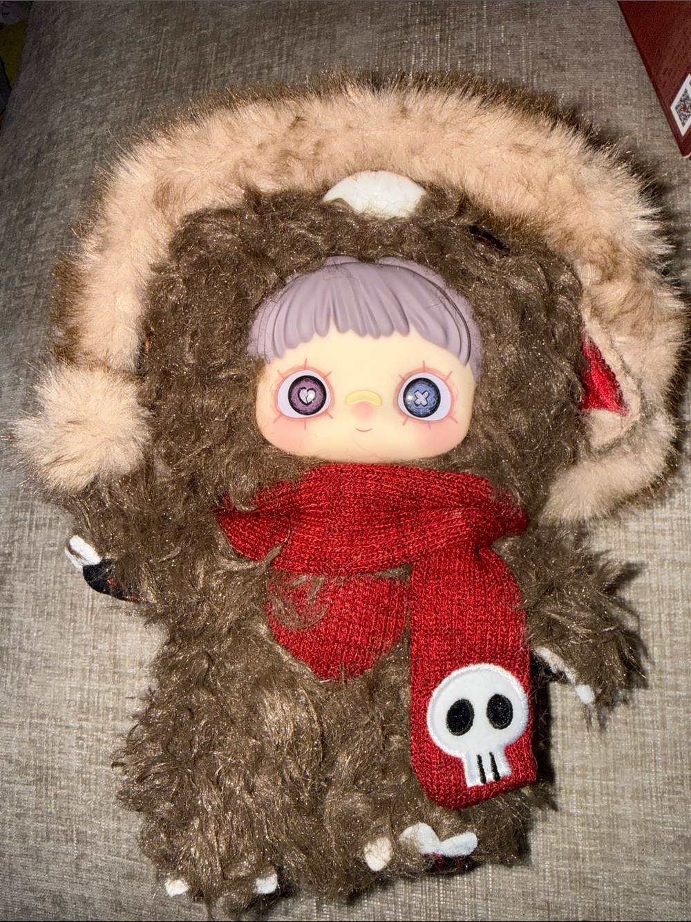 Mai Mai  Winter Weirdness Plush Brown Monster Doll with Red Scarf - rebel bear